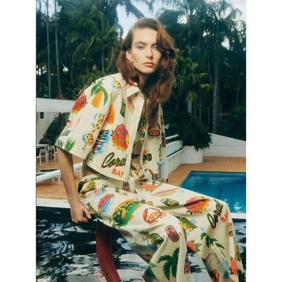 NWOT ALEMAIS x Alan Berry Rhys Samaki Cropped Organic Cotton Shirt Women's Sz 8 - Picture 2 of 16